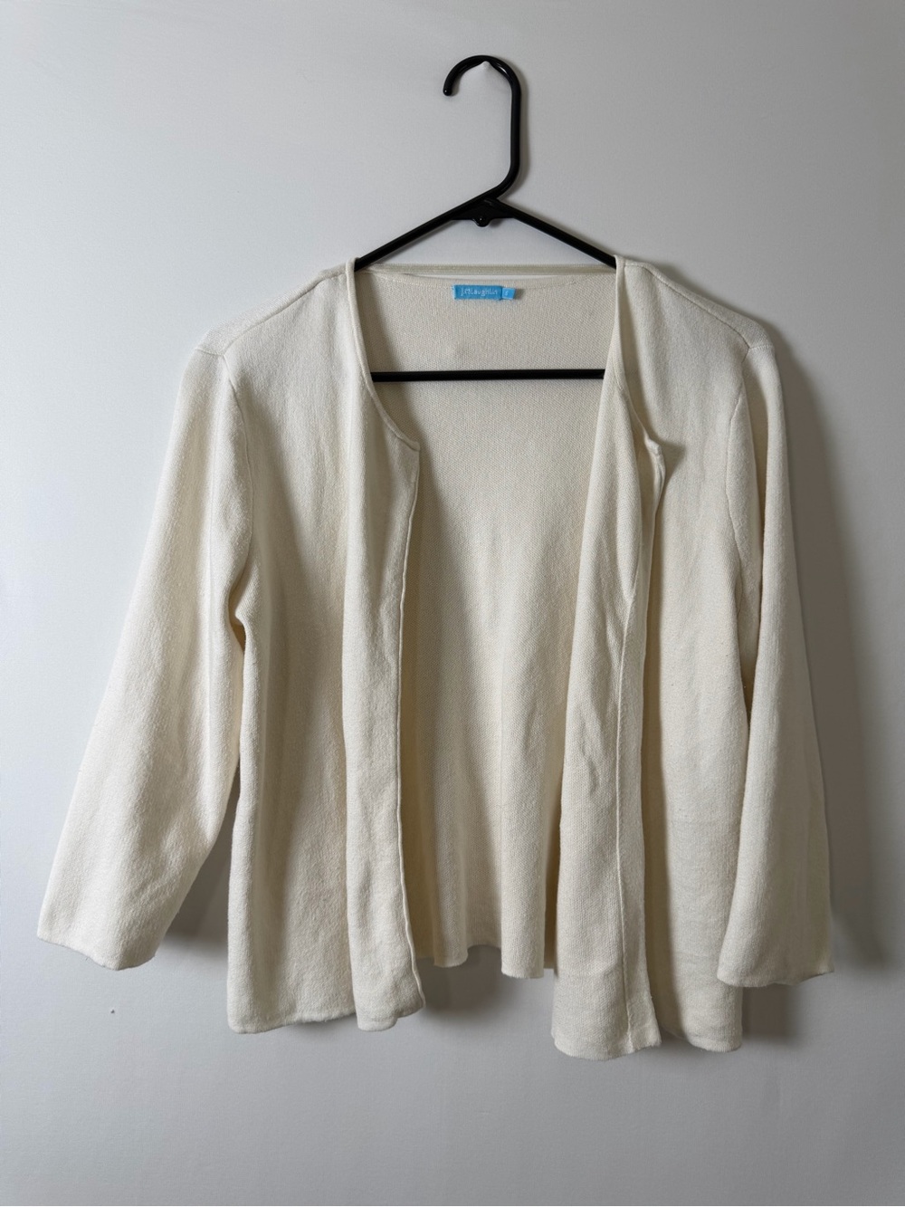 J McLaughlin Knit Open Cardigan Cream Women's Sz S Cotton Blend